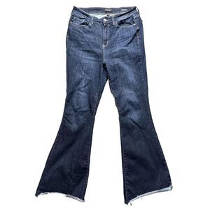 Judy Blue Jeans 11 / 30 Dark Wash High Rise‎ Raw Hem Flare Stretch